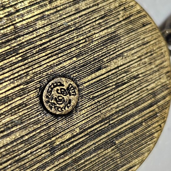 Elegant Oval Brass Pendant Brown Faceted Stone Textured Back Retro Fashion Women - Picture 4 of 7